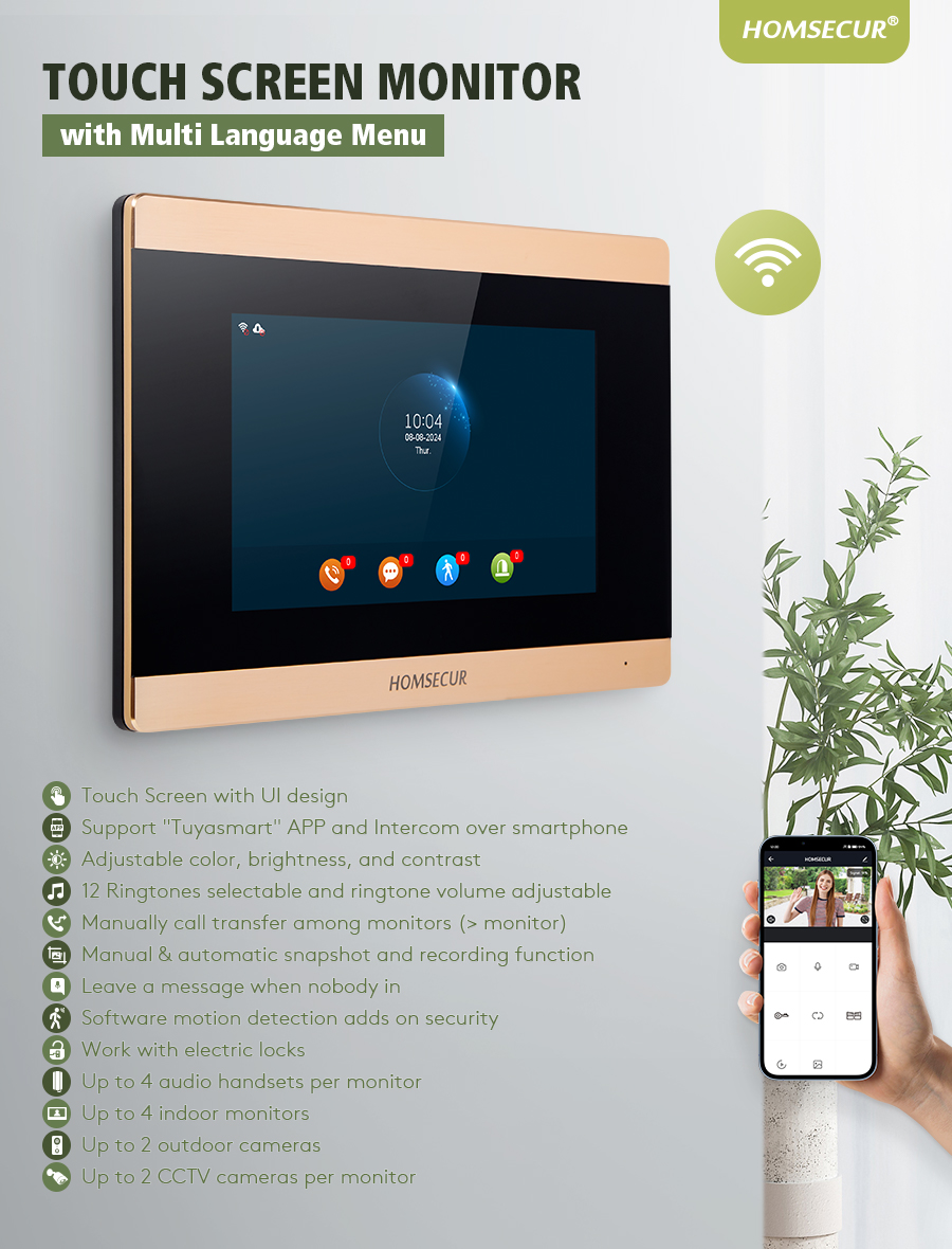 HOMSECUR BA15D-G Indoor Monito - Video Doorbell 评论和价格