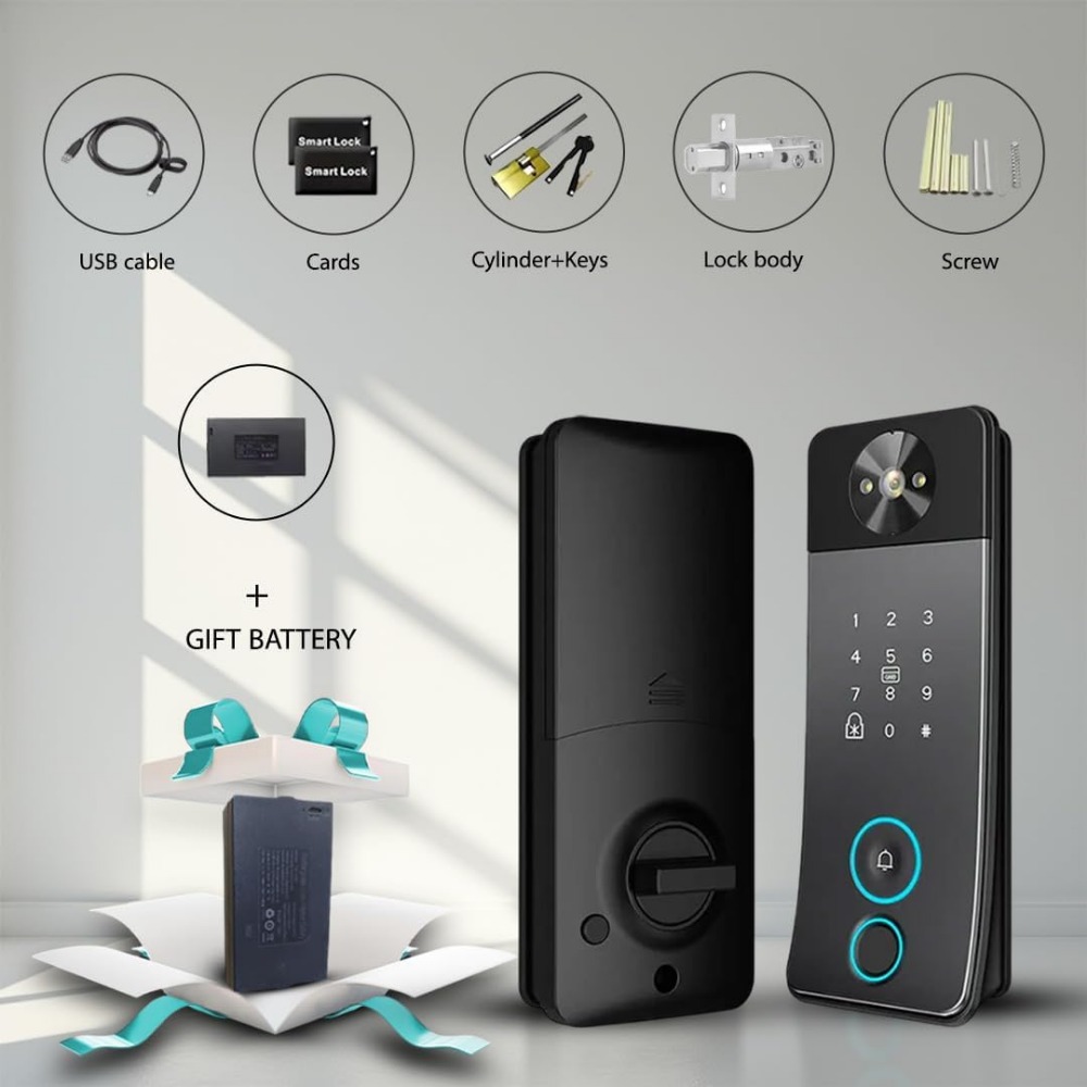 Smart Door Lock with Camera, D - Video Doorbell 评论和价格