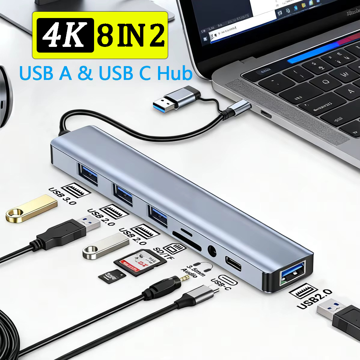 8 In 2 USB C Hub Expander Mult - Smart Home Hub 2 评论和价格