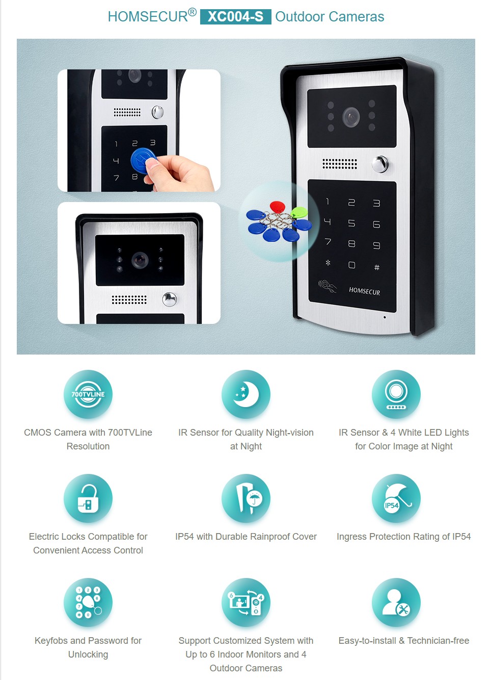 HOMSECUR XC004-S Outdoor Camer - Video Doorbell 评论和价格